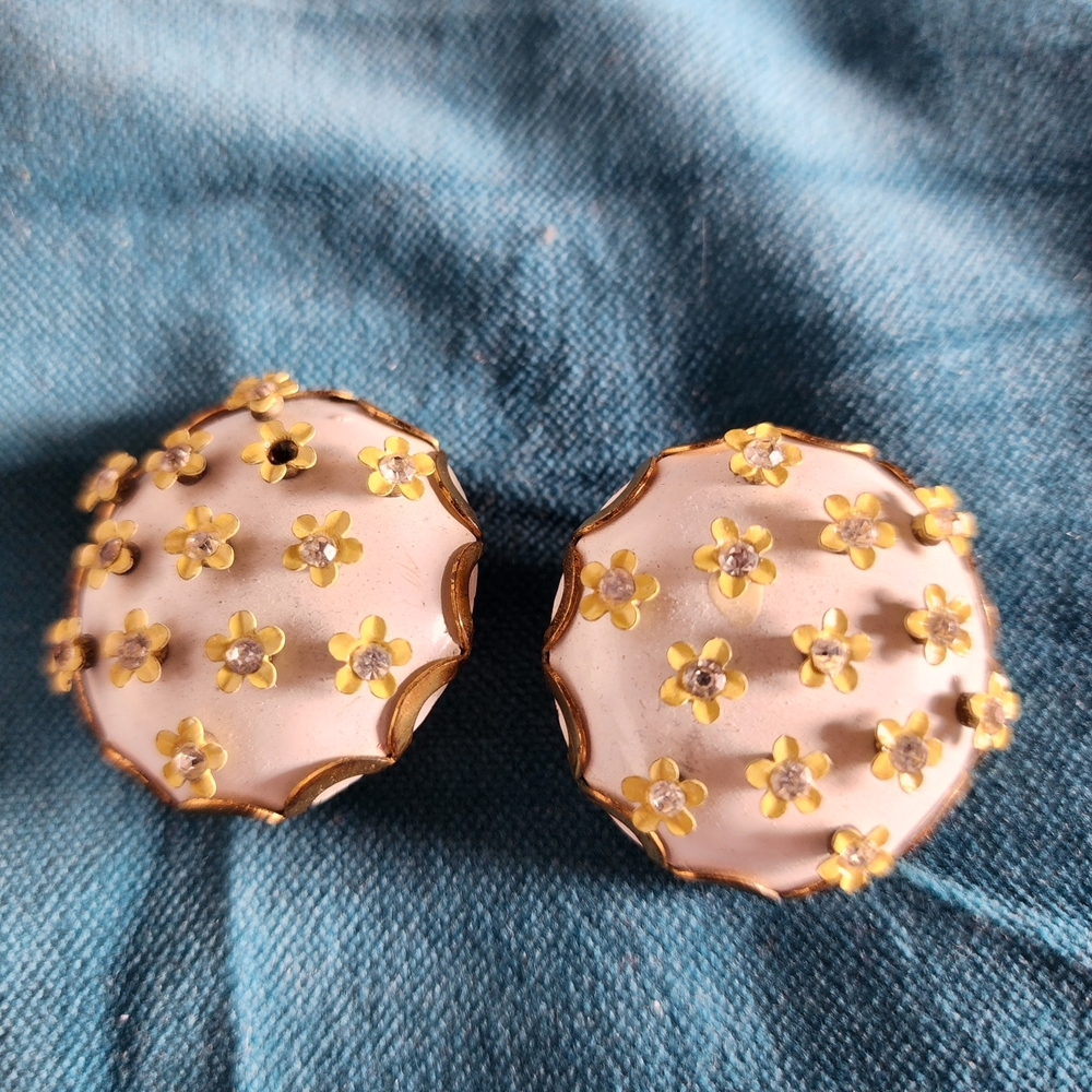 Fun Yellow Rhinestone Clip On Earrings